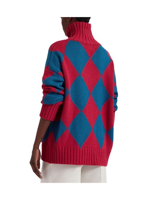 Maglione Argyle La Double J La Double J | PUL0091KNI064VA183RE01PETROLIO/ROSSO